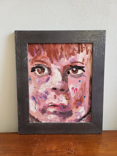 TABLEAU PEINTURE HUILE SUR PANNEAU PORTRAIT D'ENFANT SIGNE AP AMAURY PONTVIANNE