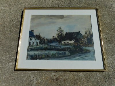 TABLEAU PEINTURE HUILE SUR PAPIER SIGNE JR REMON