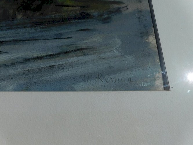 TABLEAU PEINTURE HUILE SUR PAPIER SIGNE JR REMON