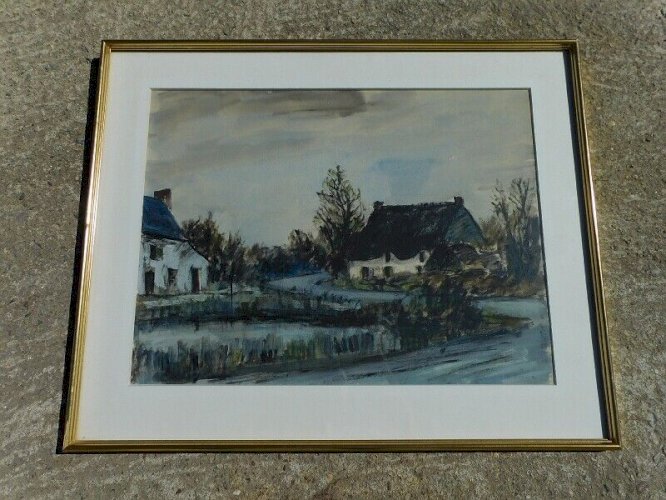 TABLEAU PEINTURE HUILE SUR PAPIER SIGNE JR REMON