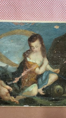 TABLEAU PEINTURE HUILE SUR TOILE ANCIENNE A RESTAURER ECOLE FRANCAISE