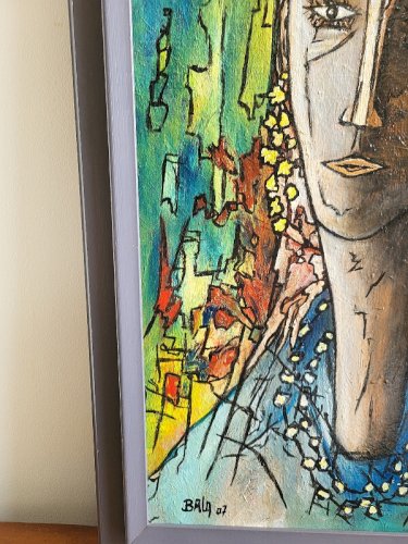 TABLEAU PEINTURE HUILE SUR TOILE BERNARD ALQUIER BALQ 07 AFRICA PEACE