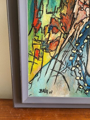 TABLEAU PEINTURE HUILE SUR TOILE BERNARD ALQUIER BALQ 07 AFRICA PEACE
