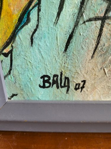 TABLEAU PEINTURE HUILE SUR TOILE BERNARD ALQUIER BALQ 07 AFRICA PEACE