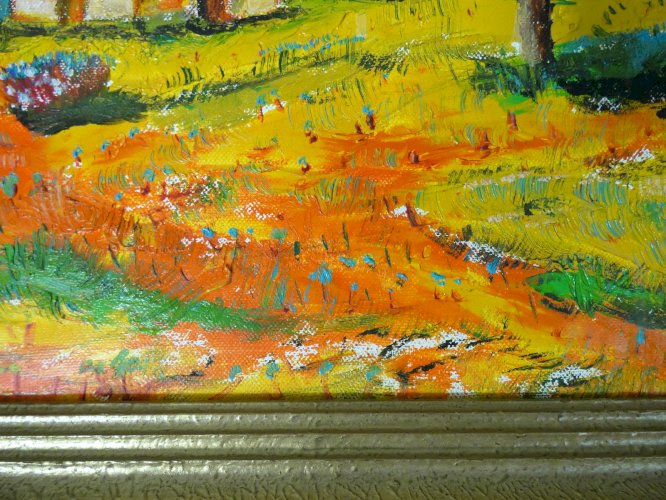 tableau peinture huile sur toile cadre en bois doré