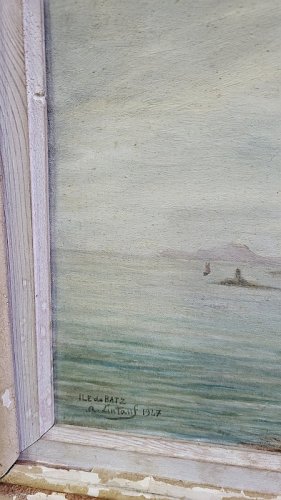 TABLEAU PEINTURE HUILE SUR TOILE ILE DE BATZ SIGNE DE LINTANF 1947
