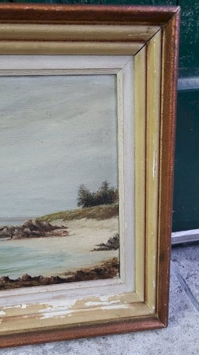 TABLEAU PEINTURE HUILE SUR TOILE ILE DE BATZ SIGNE DE LINTANF 1947