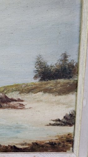 TABLEAU PEINTURE HUILE SUR TOILE ILE DE BATZ SIGNE DE LINTANF 1947