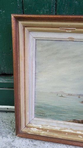 TABLEAU PEINTURE HUILE SUR TOILE ILE DE BATZ SIGNE DE LINTANF 1947