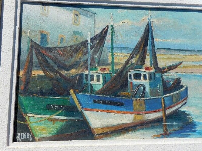 TABLEAU PEINTURE HUILE SUR TOILE MARINE SIGNEE RENEY