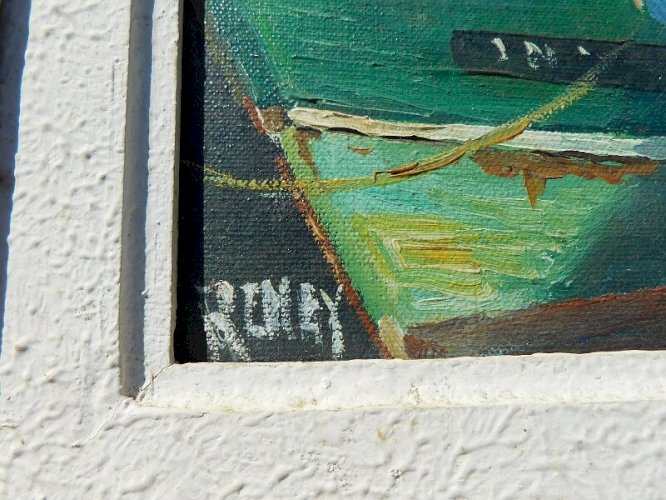TABLEAU PEINTURE HUILE SUR TOILE MARINE SIGNEE RENEY