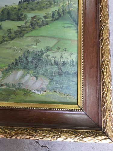 TABLEAU PEINTURE HUILE SUR TOILE MORNEX HAUTE SAVOIE SIGNE RICHARS 1904