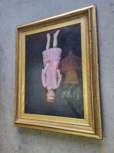 TABLEAU PEINTURE HUILE SUR TOILE NAPOLEON VASQUEZ JEUNE FILLE DU XIX ème SIECLE