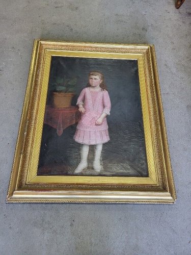 TABLEAU PEINTURE HUILE SUR TOILE NAPOLEON VASQUEZ JEUNE FILLE DU XIX ème SIECLE