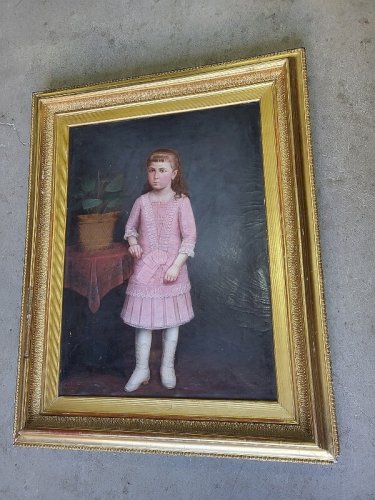 TABLEAU PEINTURE HUILE SUR TOILE NAPOLEON VASQUEZ JEUNE FILLE DU XIX ème SIECLE