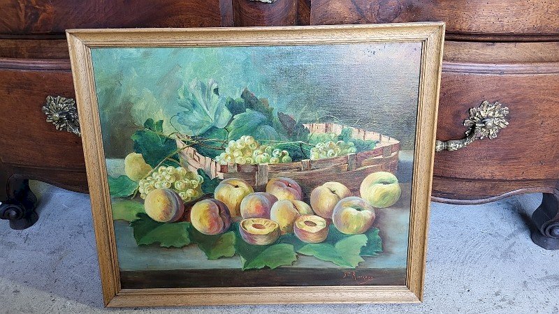 TABLEAU PEINTURE HUILE SUR TOILE NATURE MORTE SIGNEE GILLES RIOCREUX