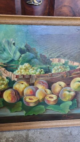 TABLEAU PEINTURE HUILE SUR TOILE NATURE MORTE SIGNEE GILLES RIOCREUX