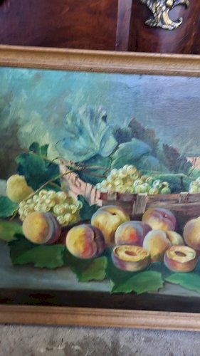 TABLEAU PEINTURE HUILE SUR TOILE NATURE MORTE SIGNEE GILLES RIOCREUX