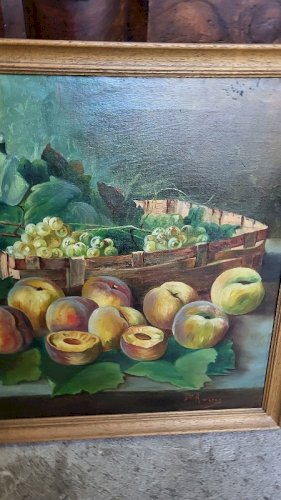 TABLEAU PEINTURE HUILE SUR TOILE NATURE MORTE SIGNEE GILLES RIOCREUX