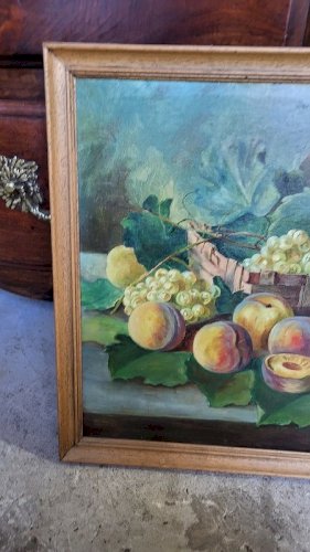 TABLEAU PEINTURE HUILE SUR TOILE NATURE MORTE SIGNEE GILLES RIOCREUX