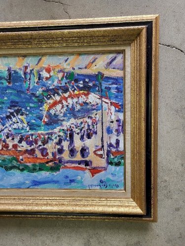 TABLEAU PEINTURE HUILE SUR TOILE PERIS CARBONELL SETE LES JOUTES 1990