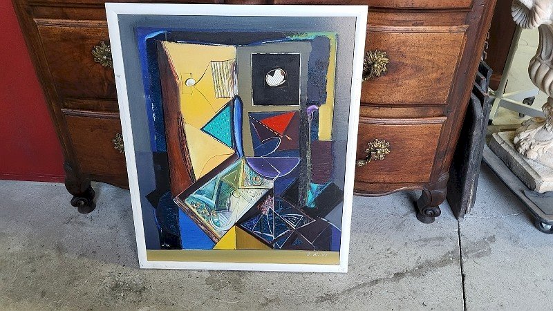 TABLEAU PEINTURE HUILE SUR TOILE SIGNEE OGNIAN KOUZMANOV 1961