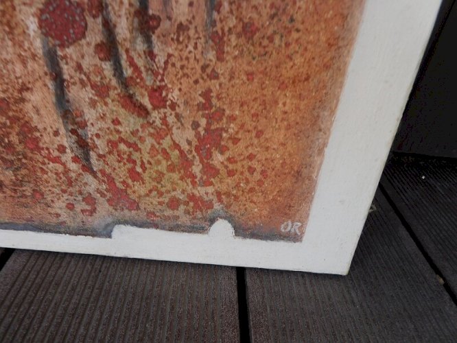 TABLEAU PEINTURE HUILE SUR TOILE SIGNEE OLIVIER ROTTE NIMES 2001 N°2