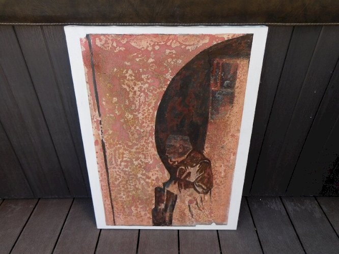 TABLEAU PEINTURE HUILE SUR TOILE SIGNEE OLIVIER ROTTE NIMES 2001 N°2