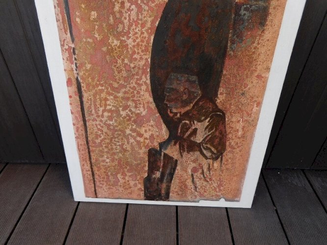 TABLEAU PEINTURE HUILE SUR TOILE SIGNEE OLIVIER ROTTE NIMES 2001 N°2