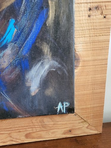 TABLEAU PEINTURE HUILE SUR TOILE "TOUJOURS NOIRE" DE AMAURY PONTVIANNE 2/09/2002