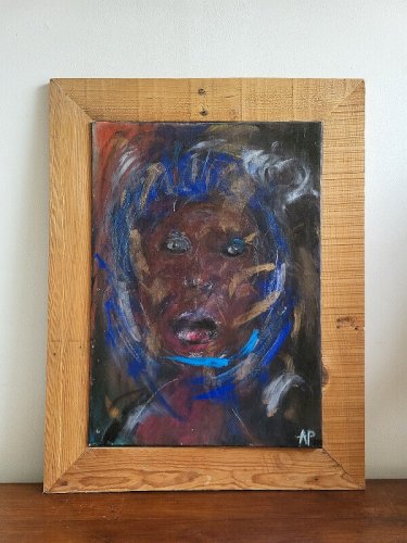 TABLEAU PEINTURE HUILE SUR TOILE "TOUJOURS NOIRE" DE AMAURY PONTVIANNE 2/09/2002