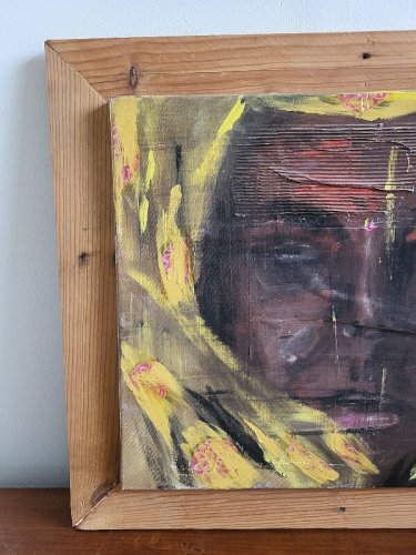 TABLEAU PEINTURE HUILE SUR TOILE VISAGE DU BOUT DU MONDE AP DE A. PONTVIANNE