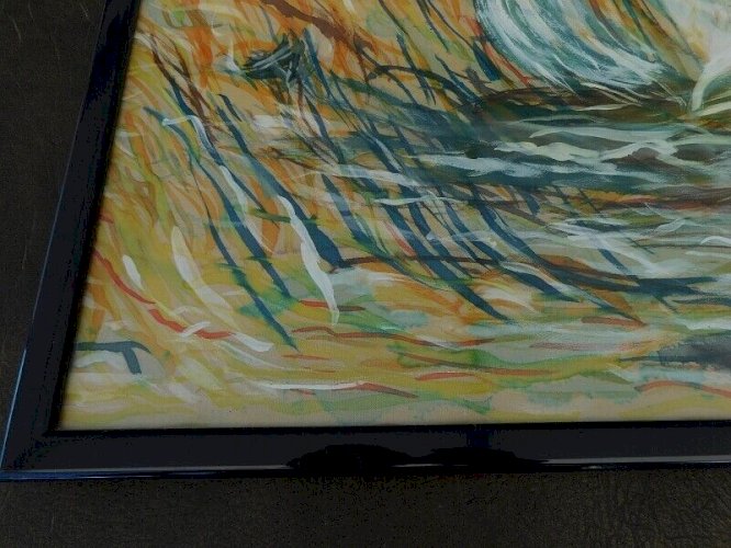 TABLEAU PEINTURE MARINE HUILE SUR TISSU BATEAU