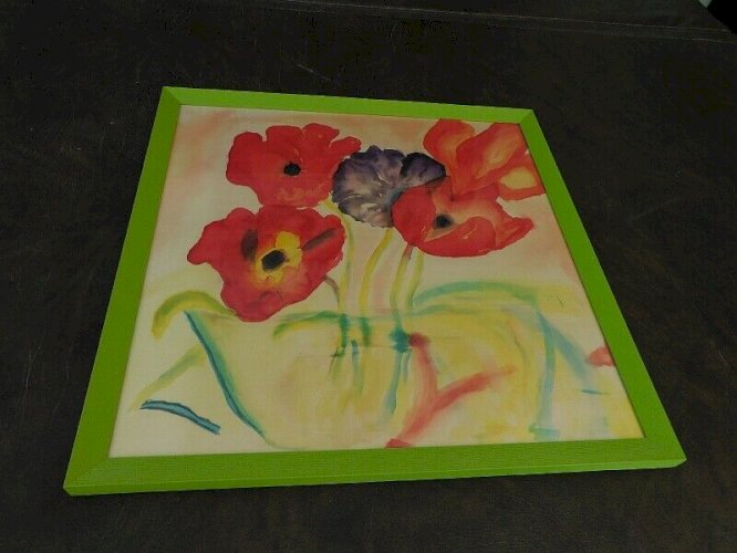 TABLEAU PEINTURE MARINE HUILE SUR TISSU FLEURS