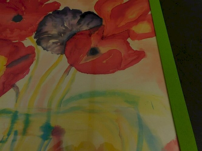 TABLEAU PEINTURE MARINE HUILE SUR TISSU FLEURS