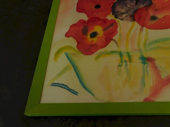 TABLEAU PEINTURE MARINE HUILE SUR TISSU FLEURS