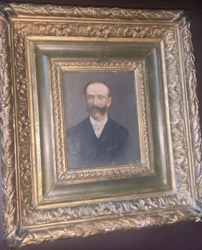 Tableau peinture miniature XIXe Empire académisme portrait homme au camée