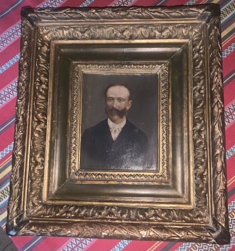 Tableau peinture miniature XIXe Empire académisme portrait homme au camée