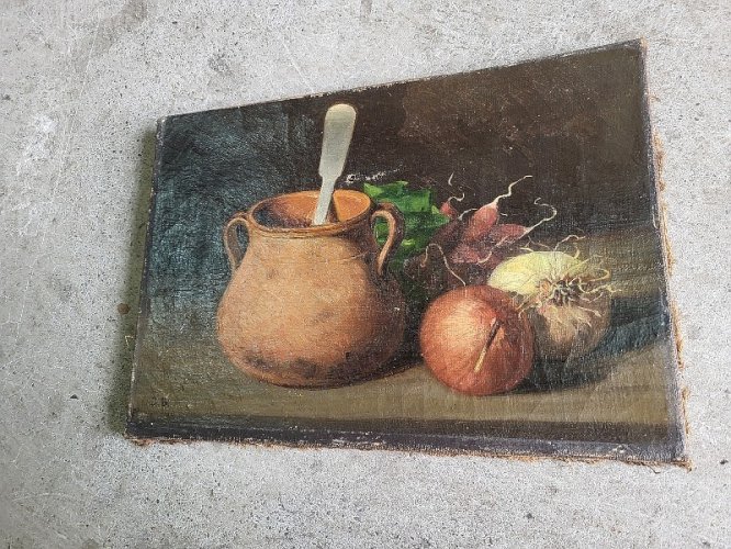 TABLEAU PEINTURE NATURE MORTE SIGNE "JB"