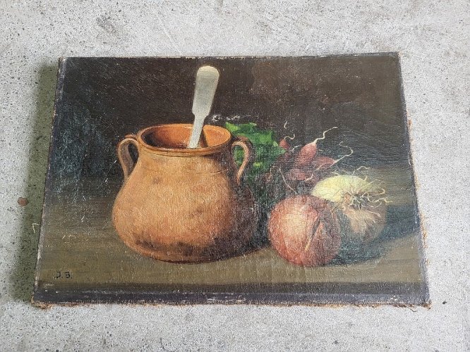 TABLEAU PEINTURE NATURE MORTE SIGNE "JB"