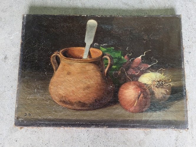 TABLEAU PEINTURE NATURE MORTE SIGNE "JB"