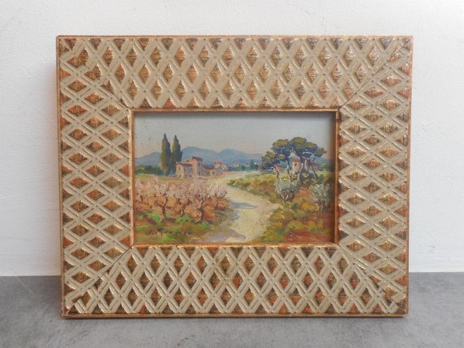 TABLEAU PEINTURE PAYSAGE AVEC CADRE SIGNEE J.RONGICE