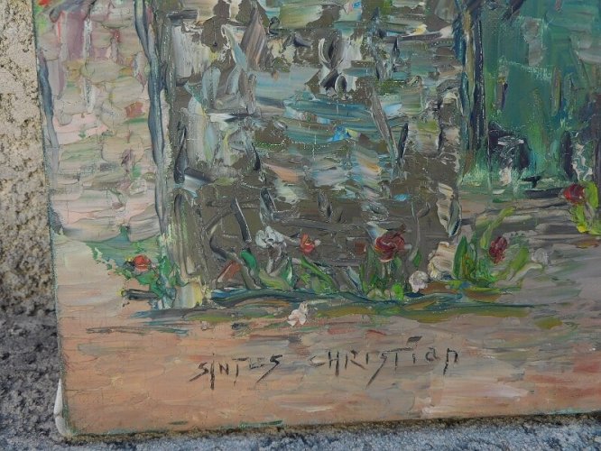 TABLEAU PEINTURE PAYSAGE HUILE SUR TOILE SIGNE SINTES CHRISTIAN