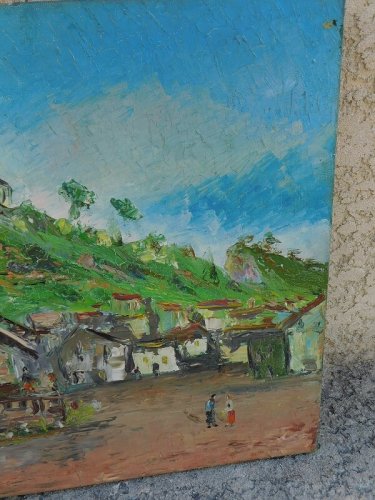 TABLEAU PEINTURE PAYSAGE HUILE SUR TOILE SIGNE SINTES CHRISTIAN