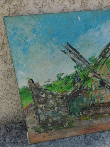 TABLEAU PEINTURE PAYSAGE HUILE SUR TOILE SIGNE SINTES CHRISTIAN