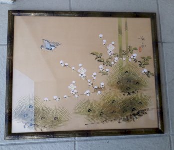 Tableau peinture sur soie
