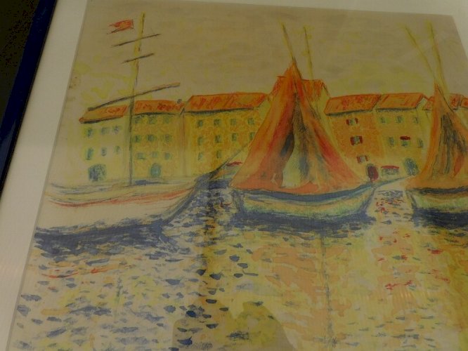 TABLEAU PEINTURE SUR TISSU SIGNE RV97