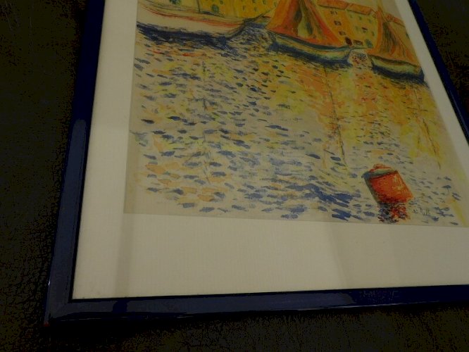 TABLEAU PEINTURE SUR TISSU SIGNE RV97