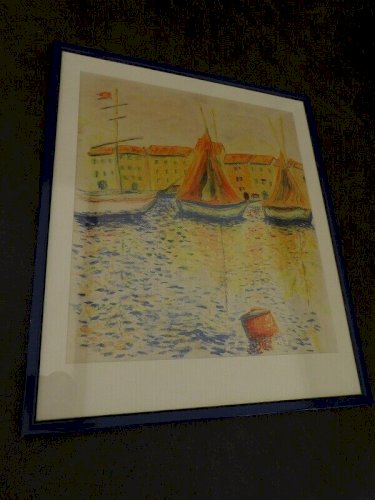 TABLEAU PEINTURE SUR TISSU SIGNE RV97