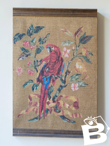 Tableau / Peinture sur toile de jute / Perroquet